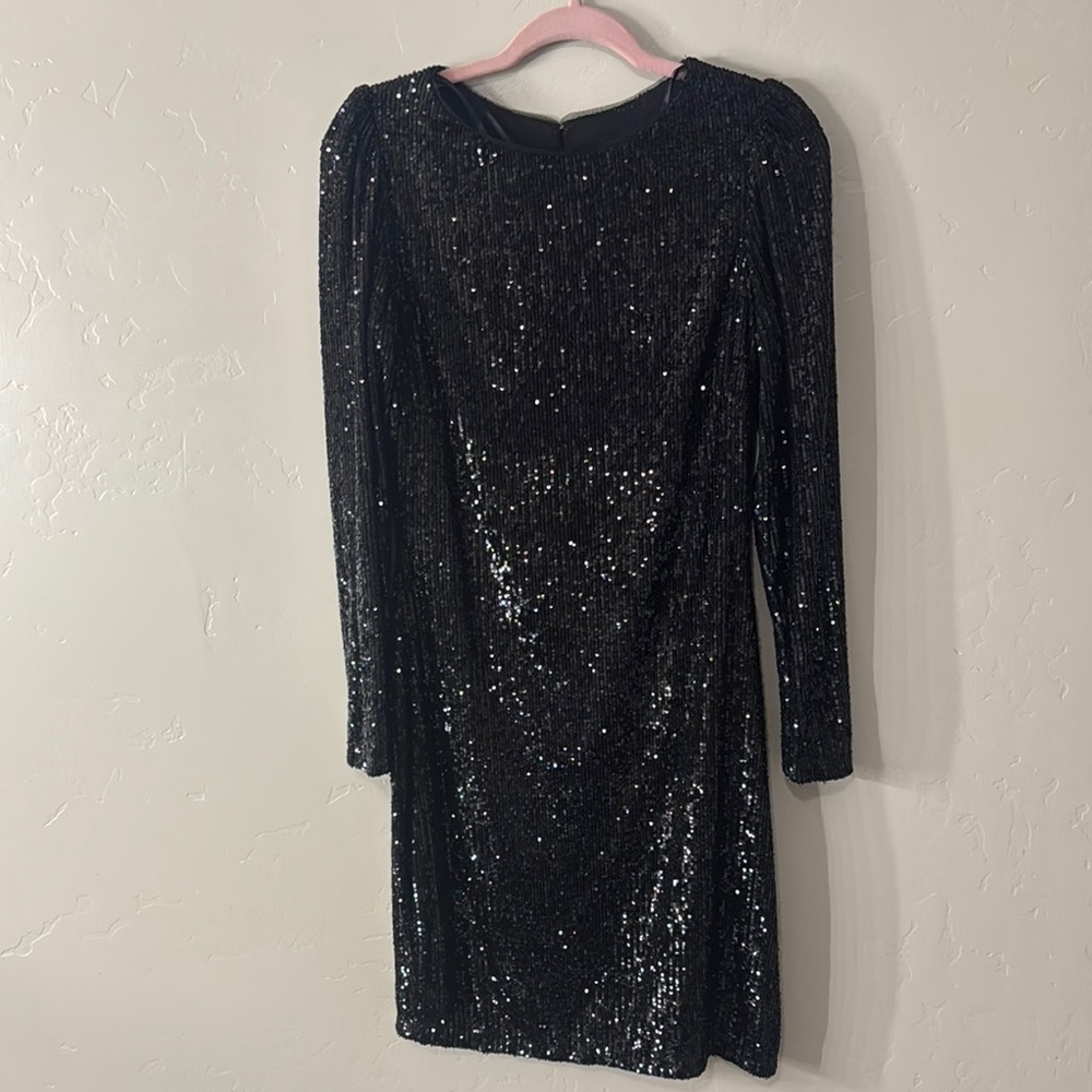 Xscape Black Long Sleeve Bodycon Cocktail Dress